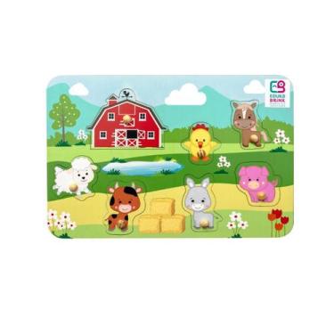 Imagem de Brinquedo Educativo de Encaixe Fazendinha em Madeira - Eduka Brink