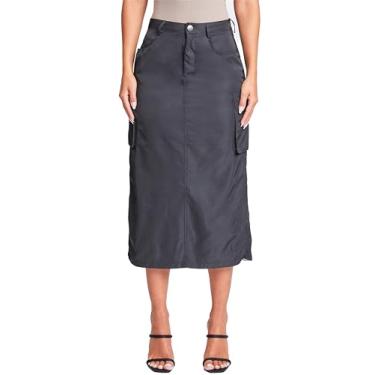 Imagem de YMI Saia cargo maxi feminina jeans, Preto, 13 Short