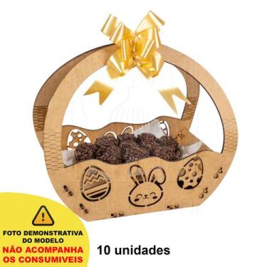 Imagem de 10 Cesta Mini Páscoa Mdf Ifood Presente Chocolate Ovo - Madelumi