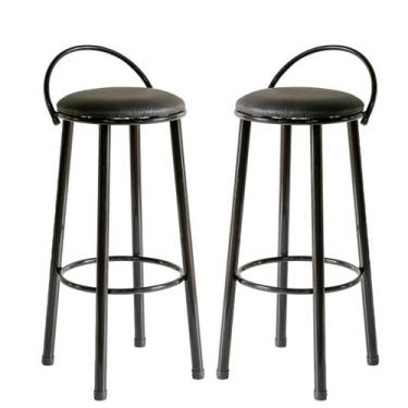 Imagem de Kit 2 Banquetas Elo Alta com Assento Estofado para Bar, Bancada, Balcã