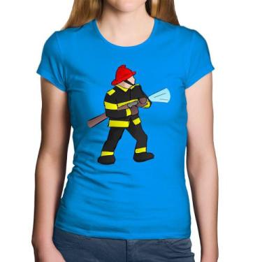 Imagem de Baby Look Algodão Bombeiro - Foca na Moda, Azul, G