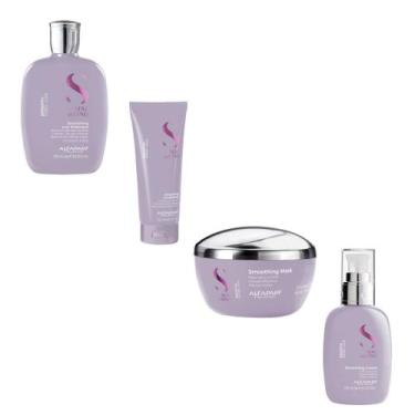 Imagem de Shampoo Condicionador Máscara e Leave In Alfaparf Sdl Smooth Pq