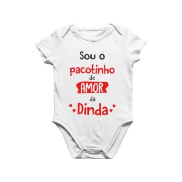 Imagem de Body Bebê Infantil Amor da Dinda Sou o Pacotinho de Amor Branca - Del 