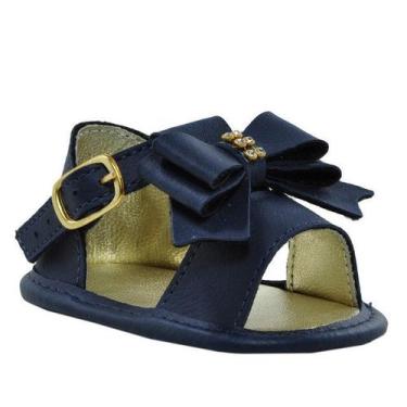 Imagem de Sapatinho de Bebê Bicho de Pé - Sandália Feminina c/ Fivela e Laço - S