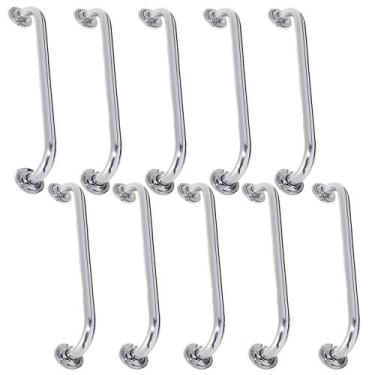 Imagem de Alça Barra Apoio 60 cm Suporte Kit 10 Uni Acessibilidade Idoso Gestant