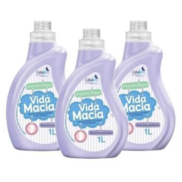 Imagem de kit 3 Amaciante de Roupas Vida Macia Glicerina & Amêndoas 1L