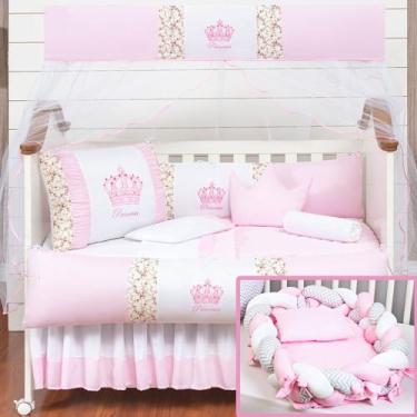 Imagem de Kit berço e ninho trançado redutor menino menina estampado coroa 15 pe