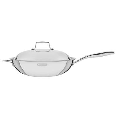 Imagem de Panela Wok Tramontina Grano em Aço Inox Corpo Triplo com Tampa e Cabo 32 cm 5,2 L 62158320