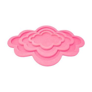 Imagem de Trio de Bandeja Pmg Nuvem Festa Decoração Madeira Mdf Pintado - ATACAD