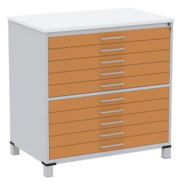 Imagem de Mapoteca 10 Gavetas Pandin 120 cm (Larg) Inmetro Tampo MDP Branco Estr