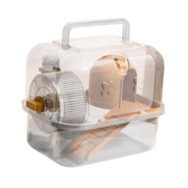 Imagem de Fenteer Gaiola de transporte para hamster de viagem, gaiola para hamster, viagem, respirável, portátil para esquilo, ouriço africano, planador de açúcar,