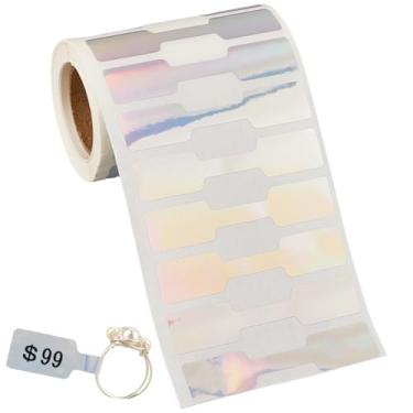 Imagem de SOFPLATE 500 peças autoadesivas etiquetas de preço de joias identificação colorido metálico prata em branco papel kraft retangulares etiquetas artesanais para colares, pulseiras, anéis, roupas, joias