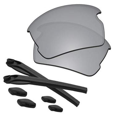 Imagem de Predrox Lentes espelhadas prata Flak 2.0 e kits de borracha de substituição para óculos de sol Oakley OO9295 polarizado