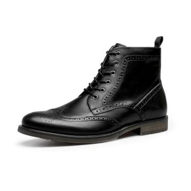 Imagem de Botas Martin masculinas de couro com design Brogue, estilo cadarço, sola composta, Preto, 39