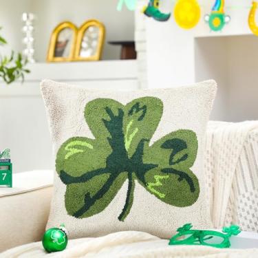 Imagem de RattanView Capa de almofada de 18 x 18 polegadas de São Patrício Trevo Verde Trevo para Dia de São Patrício Almofada Irlandesa Casa Sofá Sofá Quarto e Decoração de Varanda Externa