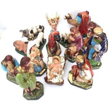 Imagem de Presépio Completo 15 Peças Gesso 20cm Decoração Natal