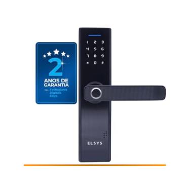Imagem de Fechadura Digital de Embutir com Biometria, Elsys, ESF-DE2000B, Preta - Abertura via Biometria e Senha Numérica