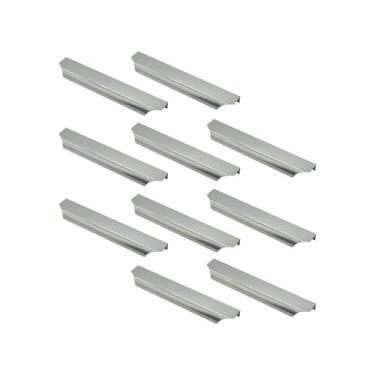 Imagem de Kit Com 10 Puxador Slim Florença Para Móveis Gaveta 128mm (Cromado Fosco)