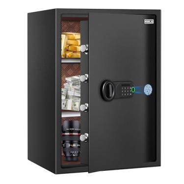 Imagem de HSGCJS Cofre grande para impressões digitais – 9 metros cúbicos, cofre biométrico para casa com teclado digital, cofre de segurança com luz de indução e couro, caixa de dinheiro para joias, dinheiro,