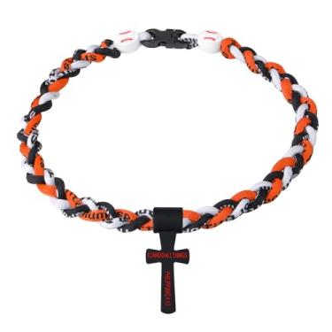 Imagem de Hawflu Colar de beisebol com pingente de cruz moderno design de tornado de três cordas trançadas para fãs de esportes, tema de beisebol, ideia de presente de festa, 45,7 cm, 18 inch, Nylon, Sem Pedra