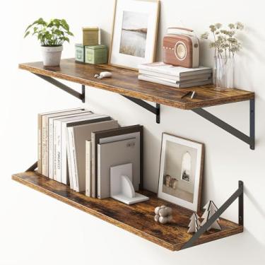 Imagem de Prateleiras flutuantes de 91 cm L x 25 cm P, prateleiras flutuantes de 25 cm de profundidade, prateleiras de parede profundas rústicas para decoração de casa, ampla prateleira flutuante grande para