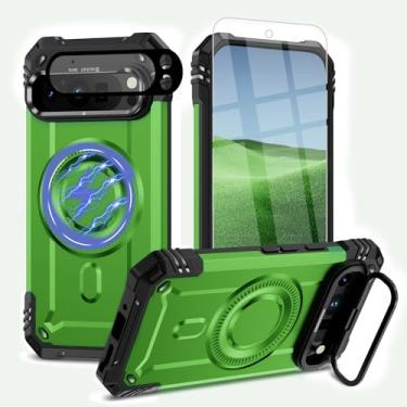 Imagem de Bonkier Capa para Google Pixel 9 Pro [compatível com Magsafe] [proteção contra quedas de grau militar de 15 pés] com protetor de tela e protetor de lente, capa resistente à prova de choque para Pixel