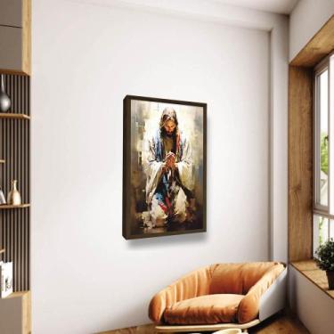 Imagem de Quadro Jesus Orando Pintura Artístico Decorativo - Looks Objetos de Ar