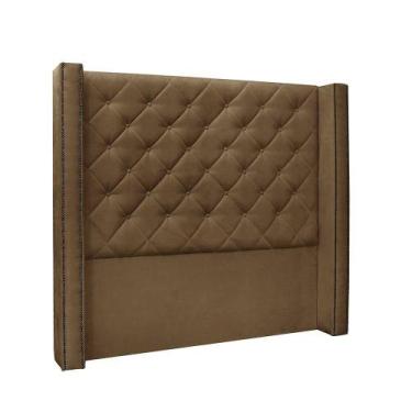 Imagem de Cabeceira Cama Box King 195cm e Recamier Vicenza Suede S04 Cor Caramel
