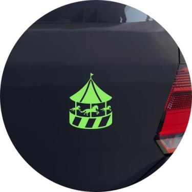 Imagem de Adesivo de Carro Carrossel com Cavalos Infantil - Cor Verde Claro - Me