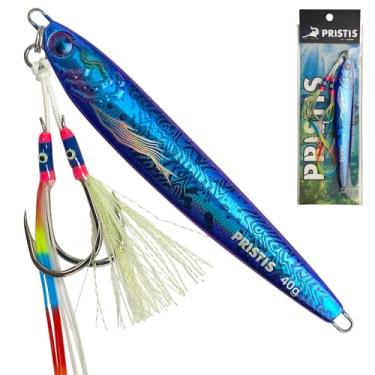 Imagem de Pristis Gabaritos de pesca em água salgada de 40 ml, colher de metal Speed Pitch, isca vertical de fundição longa rápida, isca de lâmina de chumbo afundando em alto mar, equipamento de peixe com