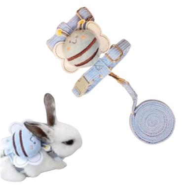 Imagem de Copfeu Conjunto de arnês e coleira de coelho, à prova de fuga de coelho - Peitoral ajustável para animais pequenos filhotes de gatinho, arnês seguro para animais de estimação fofos, leves e macios