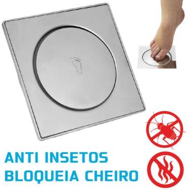 Imagem de Ralo Inteligente Click Pop Up 15x15 Cm De Aço Inox Para Banheiros Anti