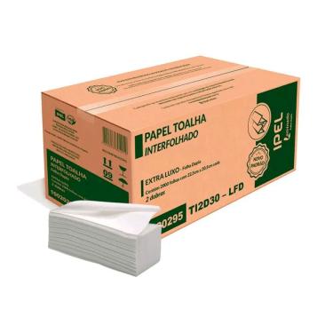 Imagem de Kit Papel Toalha Interfolha Laminado 2 Dobras 22,5x20,5 2000 Ipel