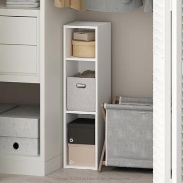 Imagem de Furinno Reed Prateleira organizadora multiuso para roupas e armário de 3 camadas, 20 cm de largura, branca