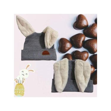 Imagem de Touca Orelha Coelho Páscoa Bebê e crianças - VANETEX, Cinza, 6-12M
