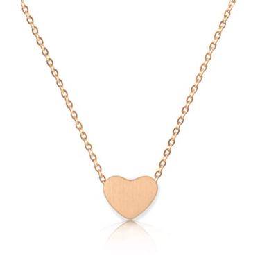 Imagem de Altitude Boutique Colar de coração feminino ouro rosa 18 quilates ou placa de prata gargantilha ou colar longo amizade delicado feminino ajustável 38,1 cm 40,6 cm 43,2 cm 45,7 cm, Aço inoxidável