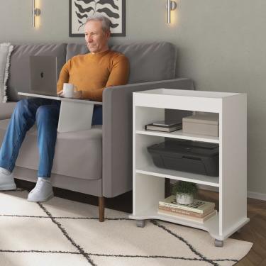 Imagem de Escrivaninha para Computador com Prateleiras Móvel Artely Branco