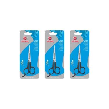 Imagem de Tesoura Cabelo Mundial Barbeiro 14Cm 163-5 - Kit Com 3Un