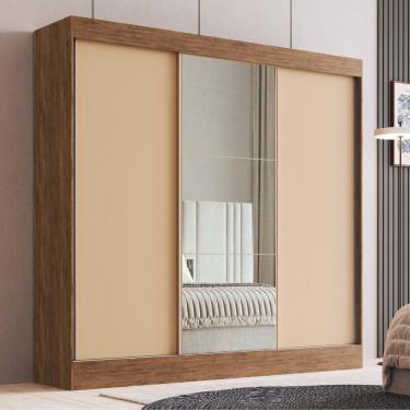 Imagem de Guarda Roupa Casal com Espelho 3 Portas de Correr 100 MDF Michigan Doripel