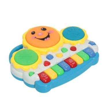 Imagem de Bateria educativa Musical Luz Som Tambor Sol Piano Teclado - Fun Game