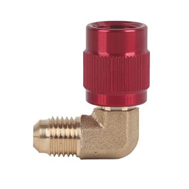 Imagem de R410 Frea masculina 1/4 da linha feminina 5/16 conector de adaptador de 90 graus Acessório de ar condicionado de latão de alta qualidade para conexão de refrigeração de ar