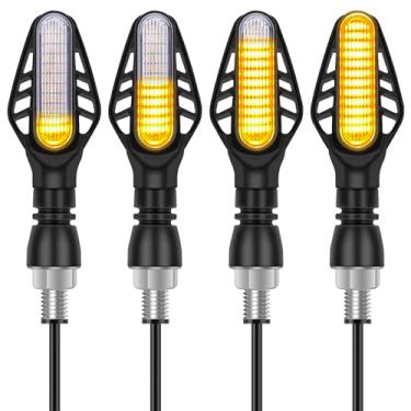 Imagem de Kinstecks 4 peças mini indicadores de direção para motocicleta, indicadores de giro, luzes de seta 12 LEDs 12 V para motocicleta, motocicleta, scooter, quadriciclo, cruzador, Harley Kawasaki, Yamaha