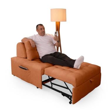 Imagem de Puff Cama Cozy Retratil Multiuso 3 Em 1 Sala/Quarto Bouclê - Casa Imperial (BOUCLE TERRACOTA)