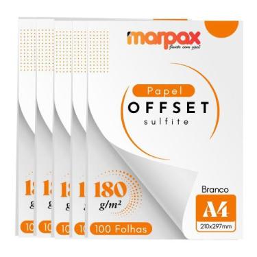 Imagem de Papel Offset 180g A4 210x297mm Branco Marpax 500 fls