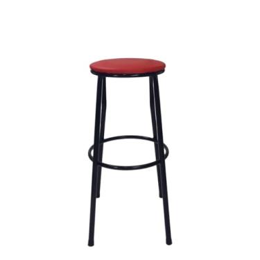 Imagem de Banqueta Alta Flex Sem Encosto Assento em Corino Estrutura Aço Tubular Cozinha Americana Balcão (VERMELHO)