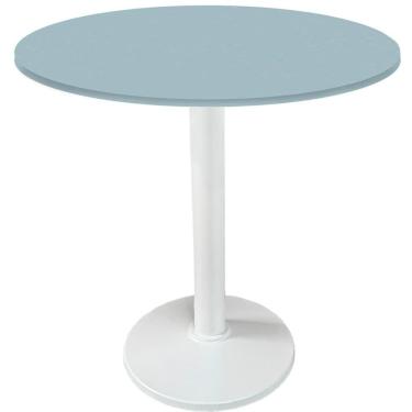 Imagem de Mesa Zeta Ferro Branco 75 cm (Alt) Disco Redondo Tampo MDP Redondo 80 cm (Larg) x 2,50 cm (Alt) Cinza