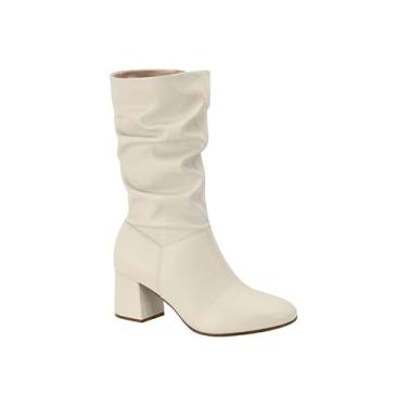Imagem de Bota Feminina Beira Rio Cano Médio com Salto Bloco (Branco off, BR, Adulto, Numérico, 39)