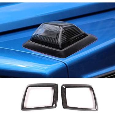 Imagem de SHIFENG Acabamento da moldura da tampa da luz de seta frontal 100% fibra de carbono real para Mercedes-Benz G Class W463 G500 2019 2020 (fibra de carbono preta)