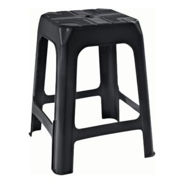 Imagem de Kit 2un Banquetas Plástica Banco Cozinha Jardim Preto