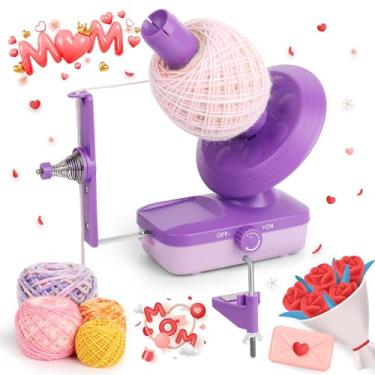 Imagem de Noonuur Enrolador de fios, enrolador elétrico de esferas - enrolador de fio grande para crochê, giratório automático para mãos artríticas - enrolador de bolo com rolo de fio de velocidade contínua de